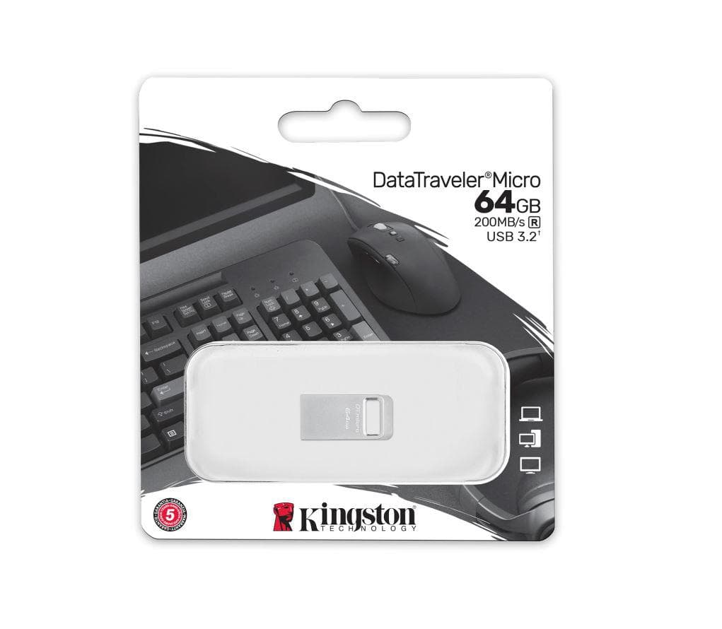 Memorie USB Kingston DataTraveler Micro 64 GB, USB 3.2, Argintiu - 3
