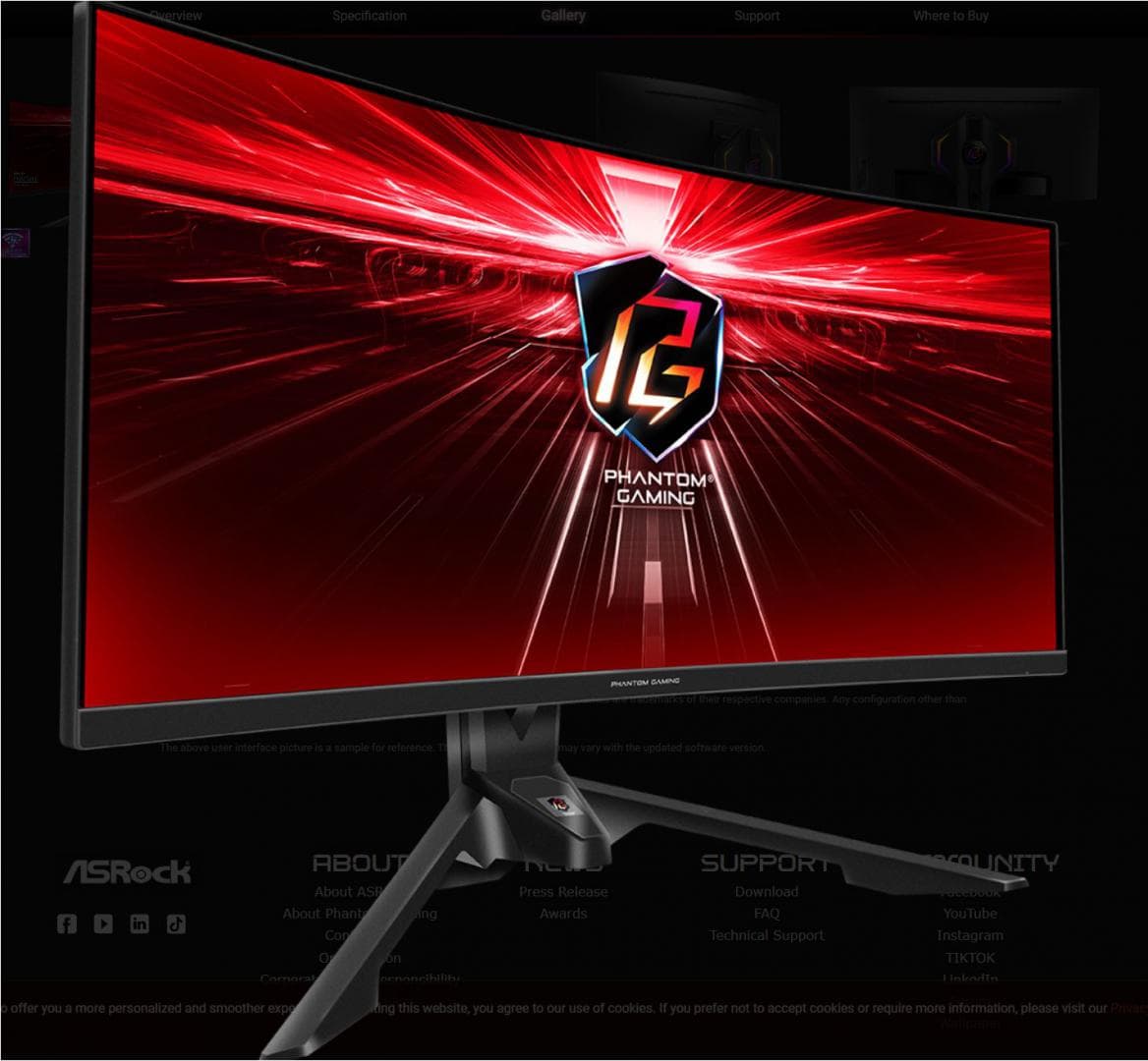 Asrock 34" Curved Gaming Monitor, Rezolutie: WQHD 3440x1440, Refresh rate: - 4