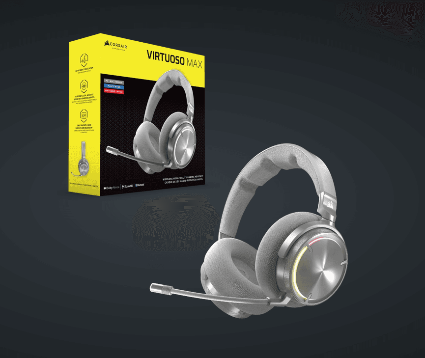 Casti Gaming Head-band CORSAIR VIRTUOSO MAX WIRELESS, Fara Fir, noise-canceling,