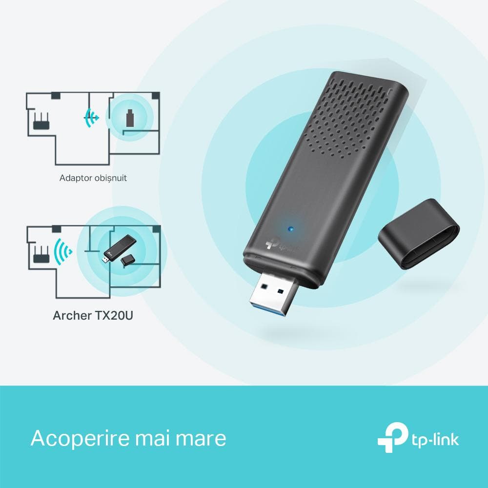 TP-Link ARCHER TX20U Adaptor USB Wireless AX1800 cu două antene - 3