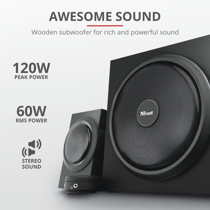 Sistem audio Trust Yuri 2.1, 60W, negru - 4