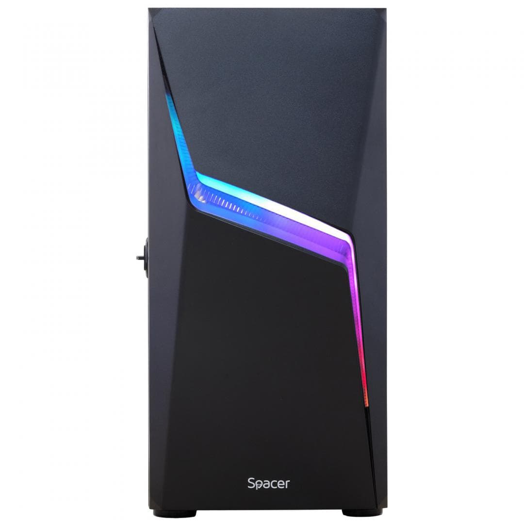 Carcasa SPACER SPGC-THUNDER, RGB, Mid Tower, Black - 2