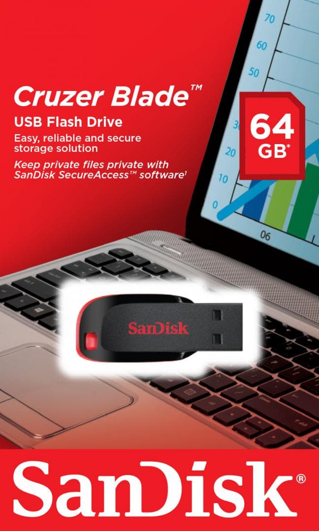 Memorie USB SANDISK Cruzer Blade 64 GB, USB 2.0, Negru - 2