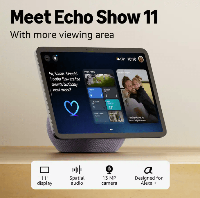 Amazon Echo Show 11 (newest model), Vibrant Full-HD 11" display - 2