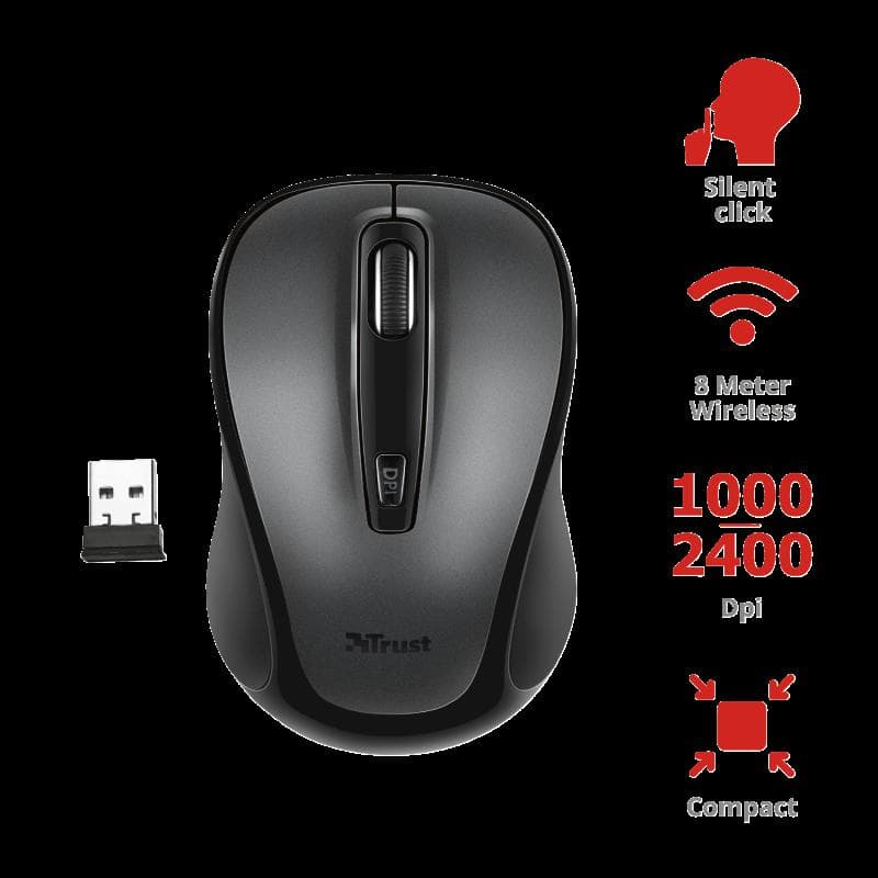 Mouse Trust Siero Silent Click, Wireless, negru - 3