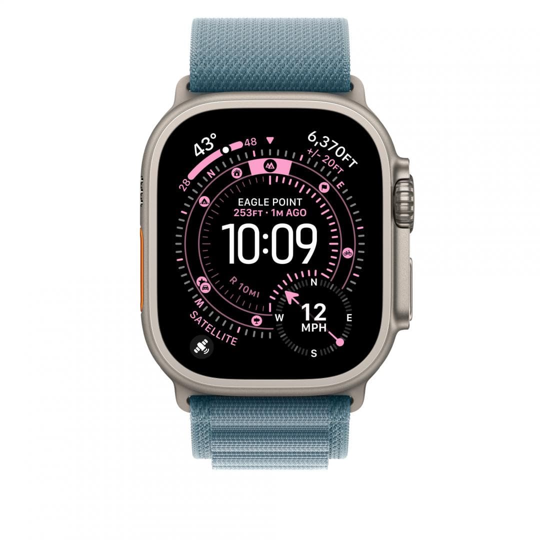 Apple Watch 49mm Light Blue Alpine Loop - Small - Natural Titanium - 2