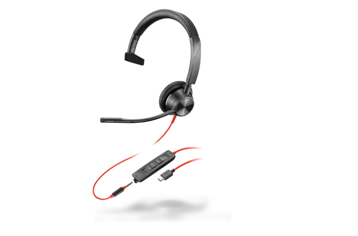 Casti Mono-casca Poly Blackwire 3315, Wired, Noise-canceling, Negru