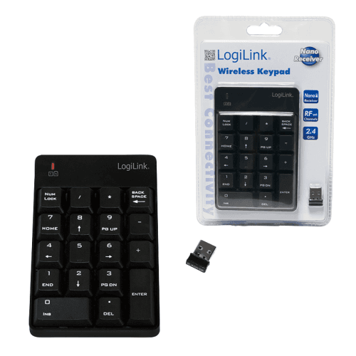 Tastatura numerica Logilink wireless, 2.4ghz, 18 taste, negru - 2