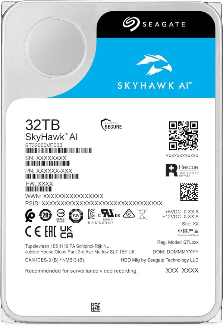 HDD Surveillance Seagate SkyHawk AI, 32 TB, 7200 rpm, 512 - 4