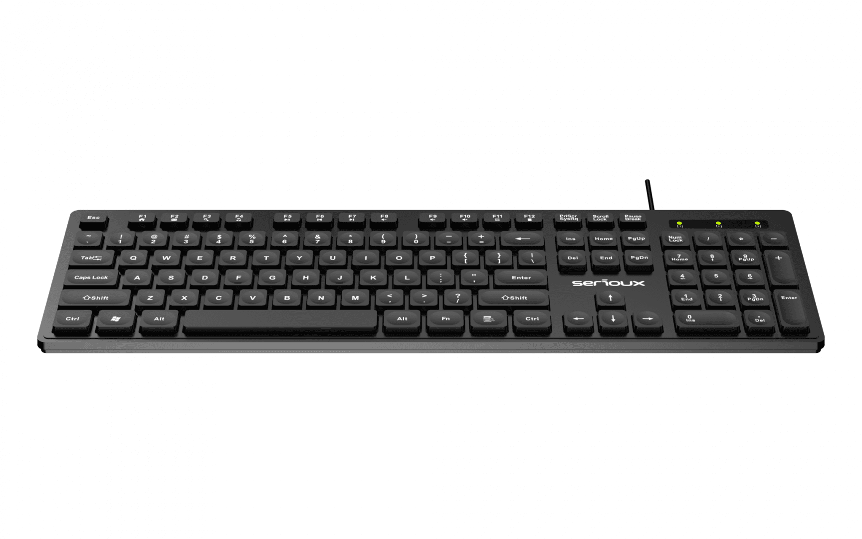 Tastatura Serioux cu fir, interfata USB, 104 taste, material ABS, - 2