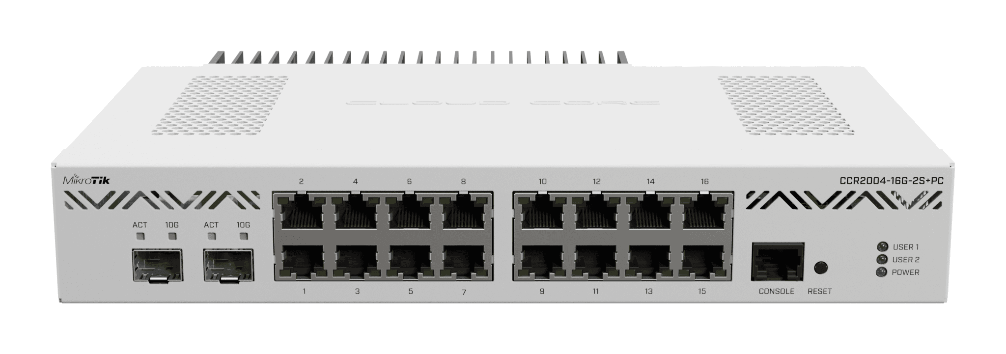 MIKROTIK ETHERNET ROUTER CCR2004-16G-2S+PC, 16 X 10/100/1000, 2XSFP+ Ports, CPU: - 4