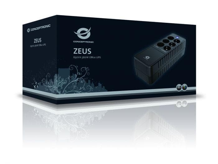 Conceptronic ZEUS05E 650VA 360W UPS, Schuko x 6 (3x surge - 2
