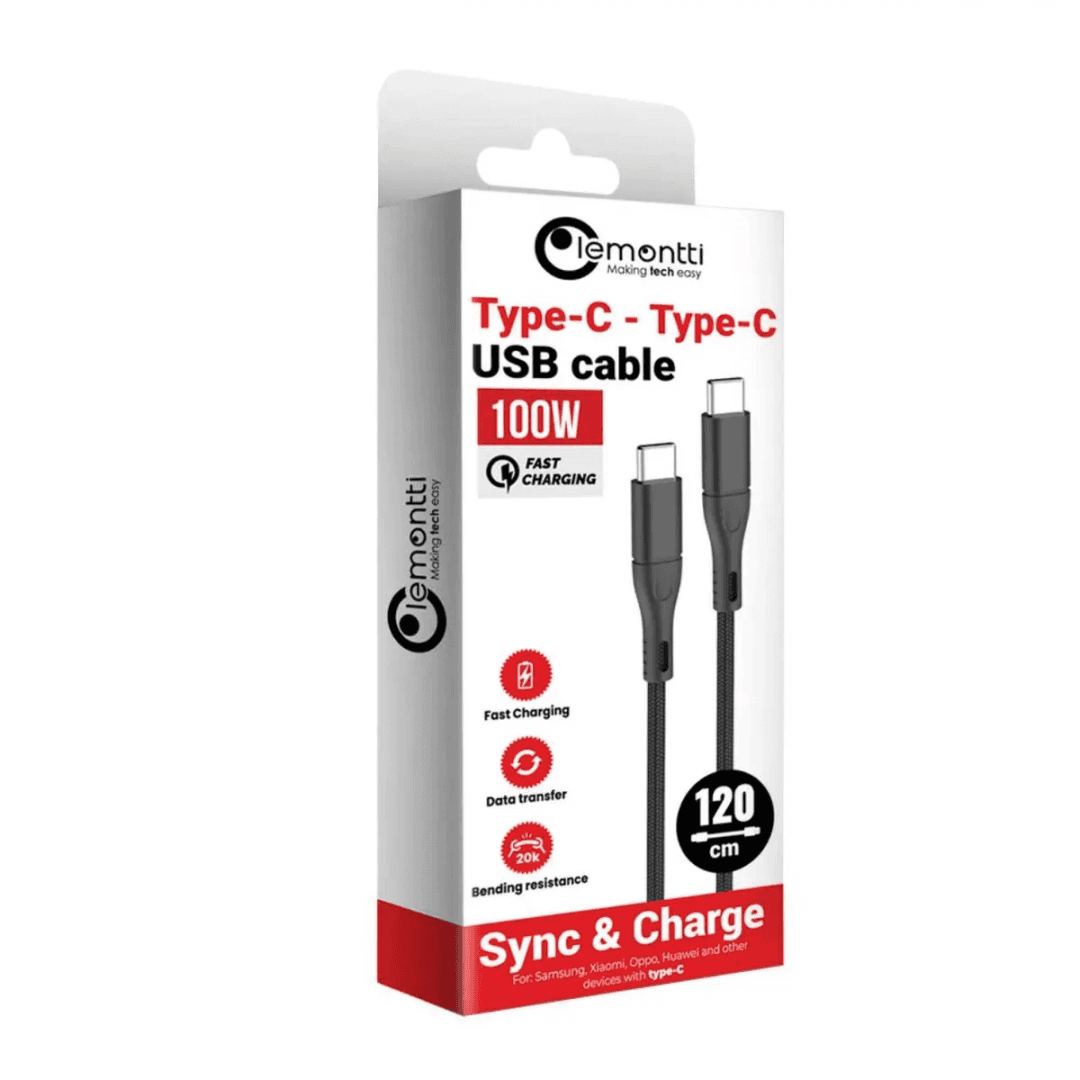 Cablu Lemontti Super Fast Charge Type-C la Type-C, PD 100W, - 2
