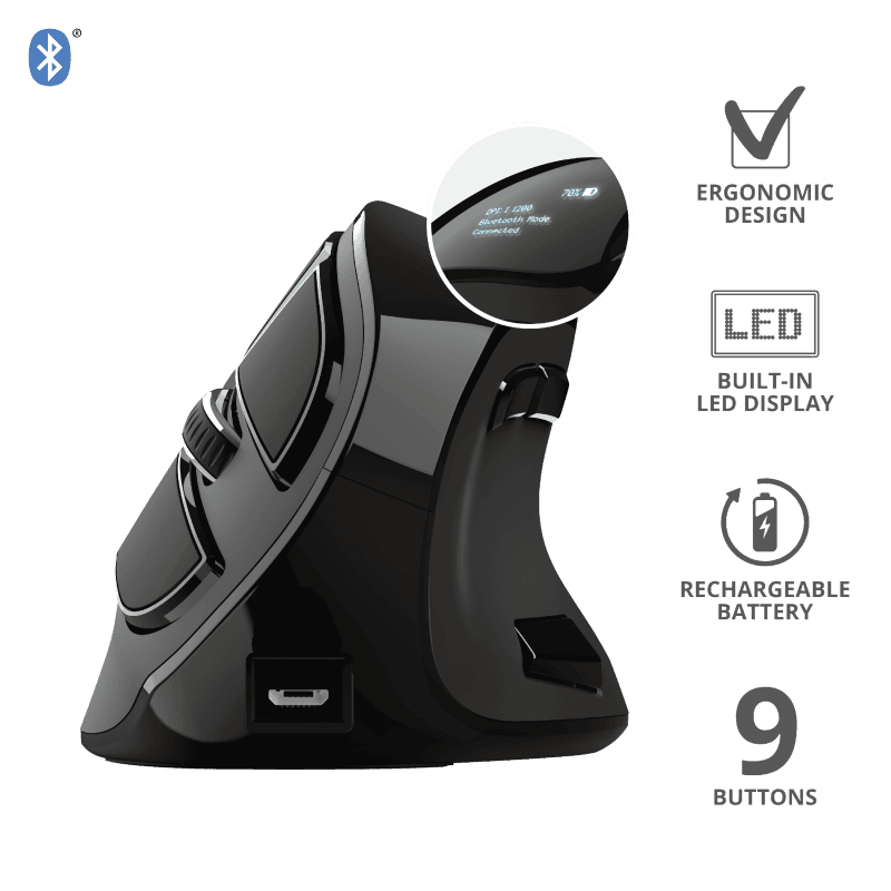 Mouse Trust Voxx, Rechargeable Ergonomic Wireless, negru - 5