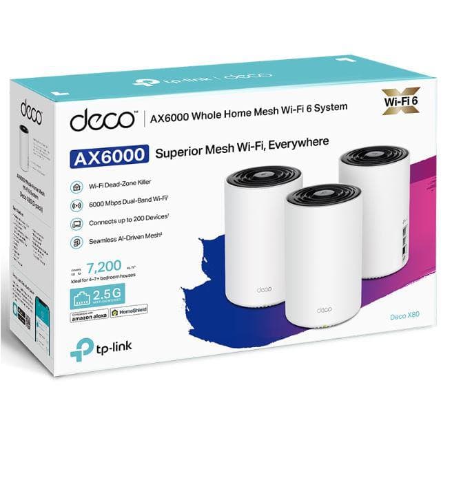 TP-Link AX6000 whole home mesh Wi-Fi 6 System, Deco X80(3-pack); - 5