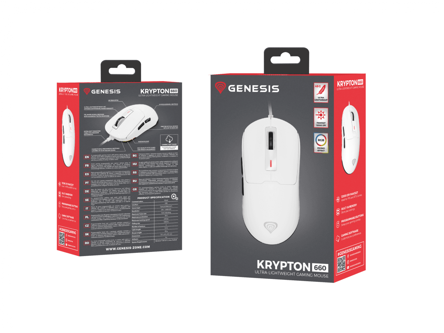 Mouse gaming cu fir Gensesis Krypton 660, interfata USB, 12000 - 14
