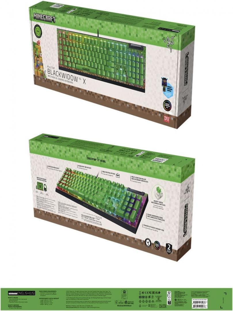 Tastatura mecanica gaming BlackWidow V4 X (Green Switch) - Minecraft - 4