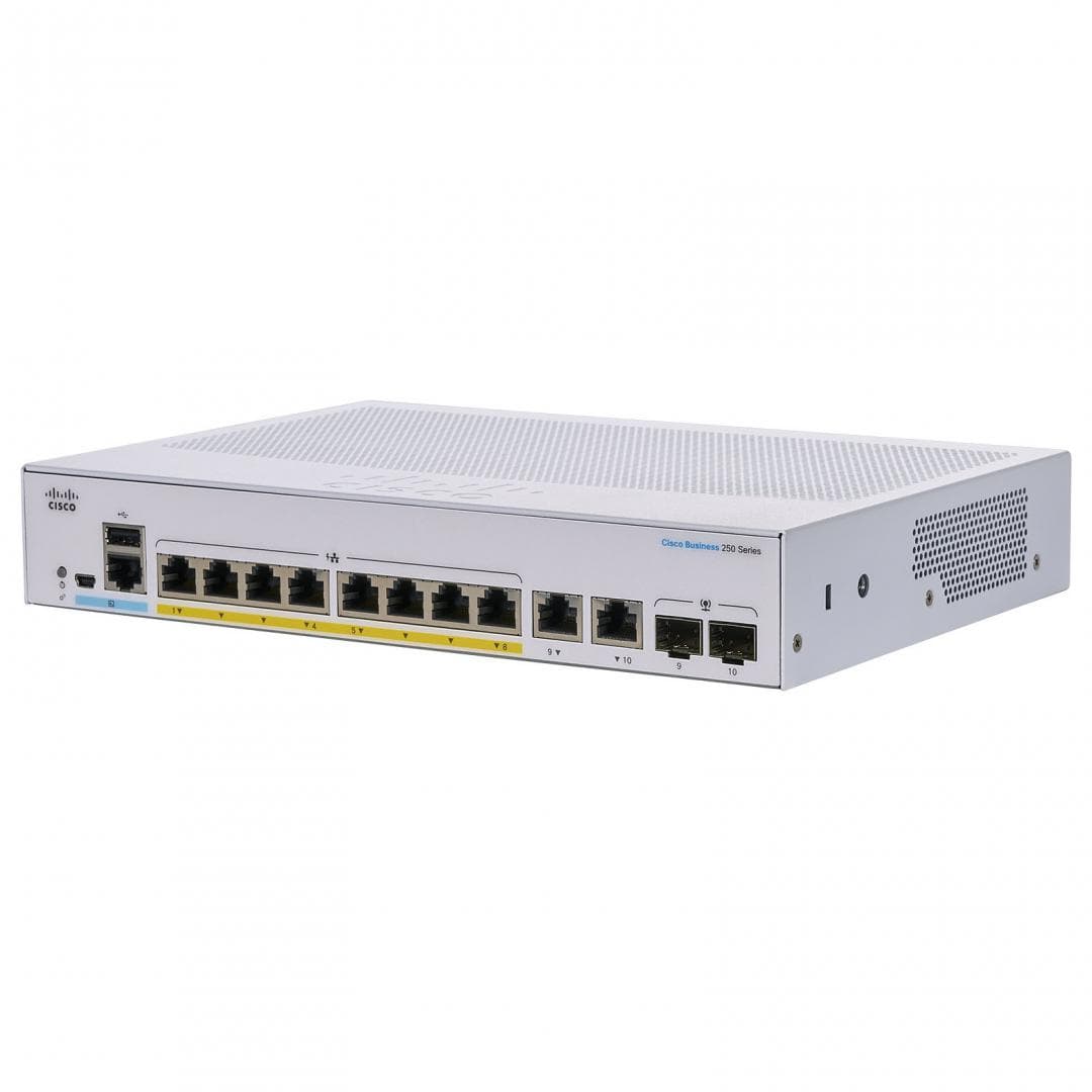 Switch  CISCO CBS250-8P-E-2G, 8 PORTURI 10/100/1000, 2 x SFP,