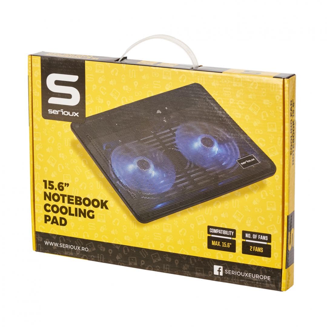 Cooling pad Serioux, SRXNCP007, Dimensiuni: 340*250*23mm, Compatibilitate maxima laptop: 15.6