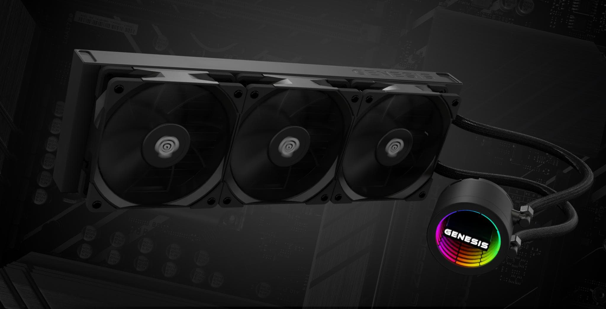 Cooler Procesor GENESIS HYDRIA 360 NEGRU, dimensiune radiator 397x120x27mm, 3
