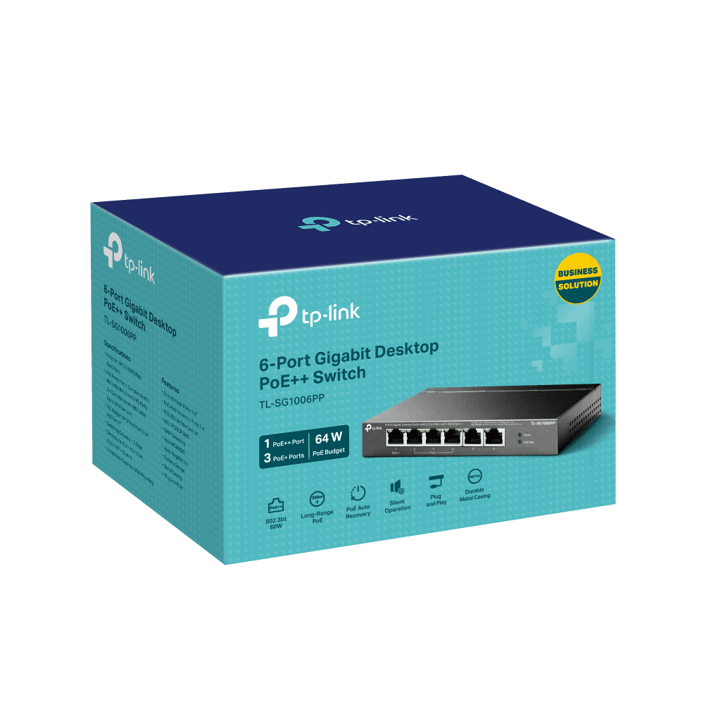"6-Port Gigabit Desktop Switch with 3-Port PoE+ and 1-Port PoE++ - 4