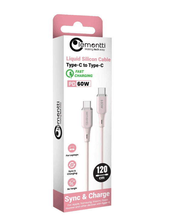Cablu Lemontti Liquid SiliconType-C la Type-C, Fast Charge, PD 60W, - 2
