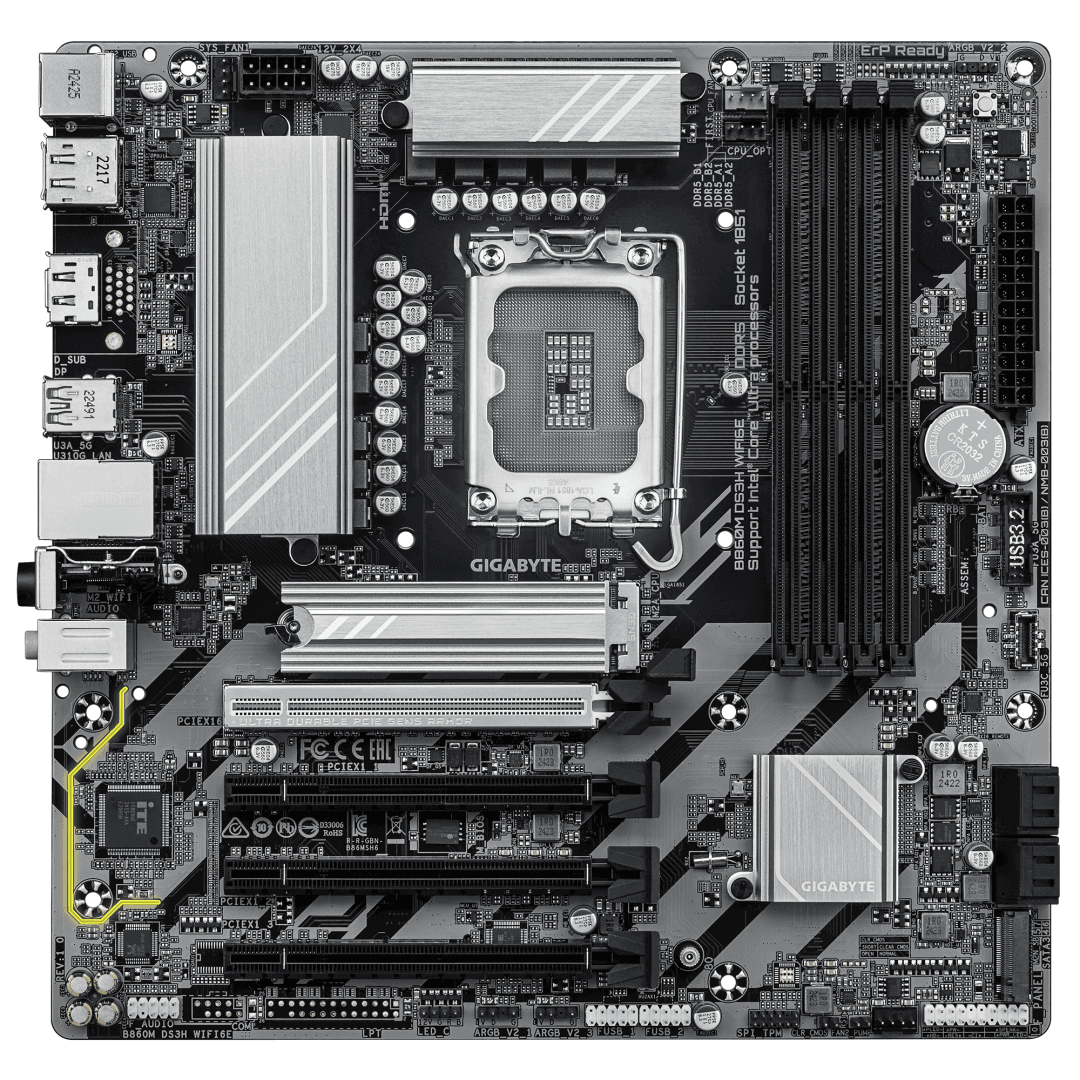 Placa de baza Gigabyte B860M DS3H WIFI6E, LGA 1851, DDR5, - 2