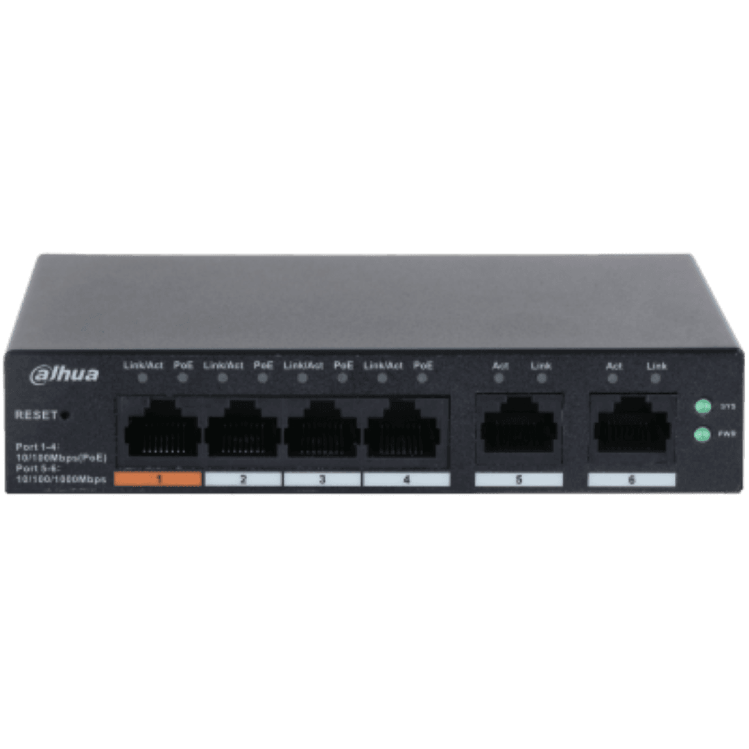 DAHUA 6 port Managed Desktop switch, CS4006-4ET-60, Interfata: Port 1-4: - 3