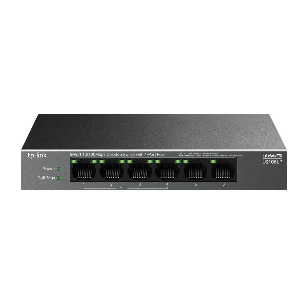 "6-Port 10/100 Mbps Desktop Switch with 4-Port PoE PORT: 4× - 2