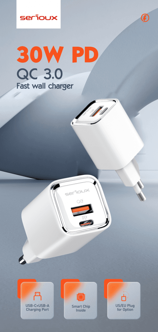 Incarcator retea Serioux 30W Quick Charge, Intrare AC100-240V~ 50/60Hz 0.7A - 4