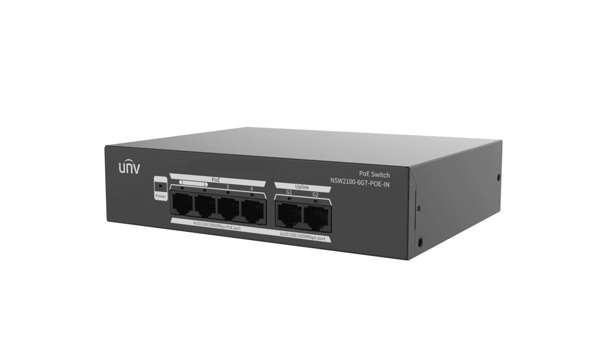 Switch Uniview NSW2100-6GT-POE-IN; Porturi:4× 10/100/1000Mbps PoE port (RJ45) +