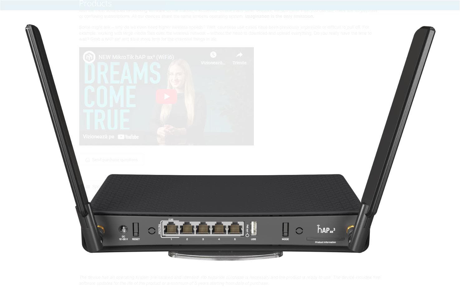 Mikrotik Dual-Band WI-FI 6 Wireless router, AX1800, C53UiG+5HPaxD2HPaxD, Procesor - 2