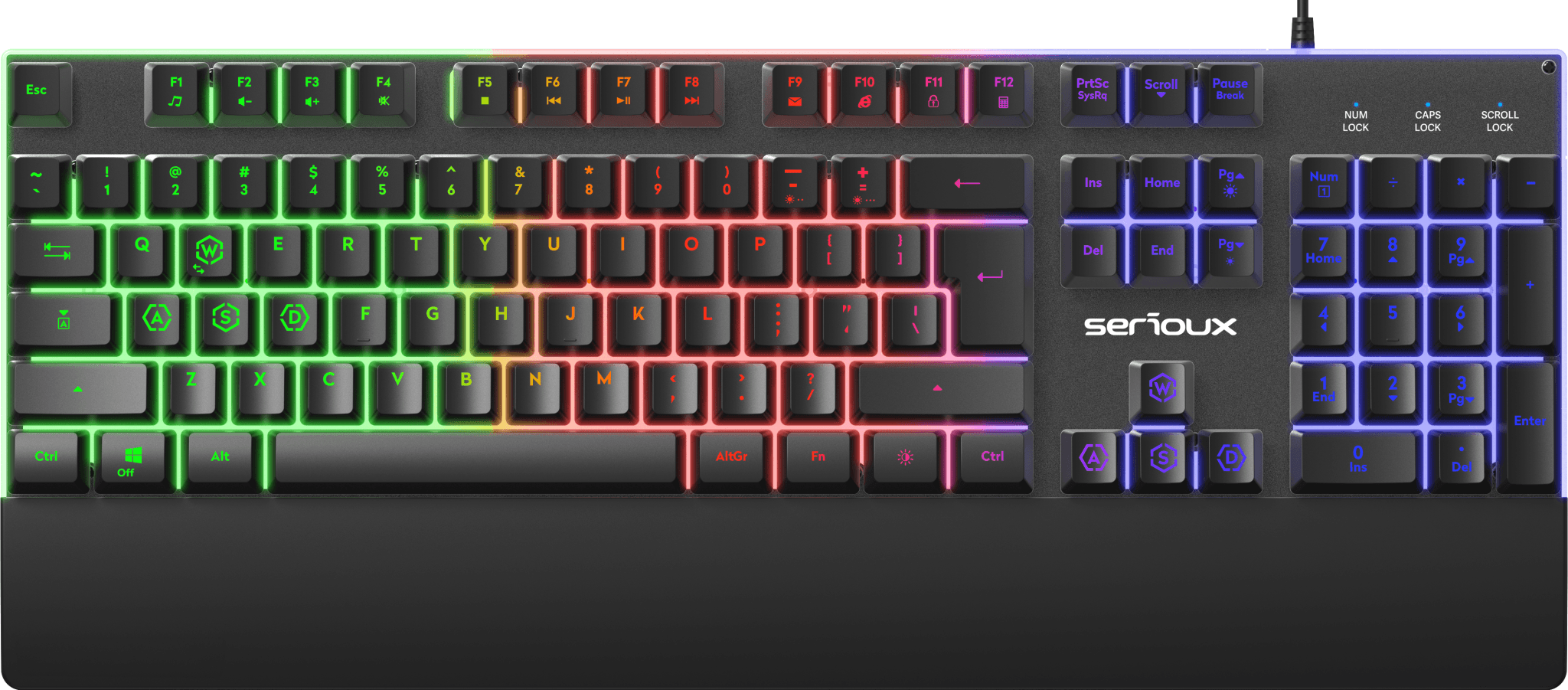 Tastatura gaming cu fir iluminata Serioux Nexor, interfata USB, numar