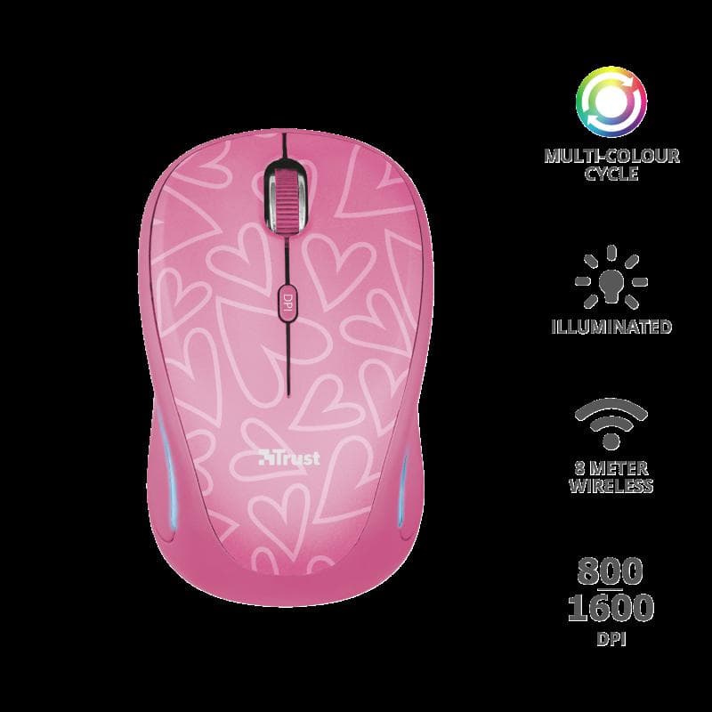 Mouse Trust Yvi FX, Wireless, roz - 2