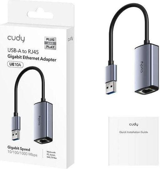 CUDY Aluminum Portable USB-A to Gigabit Ethernet Adapter, Compatible with
