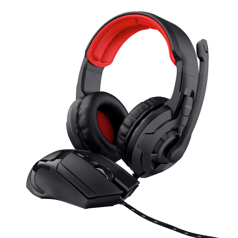 Kit Trust Basics gaming mouse+casti, negru