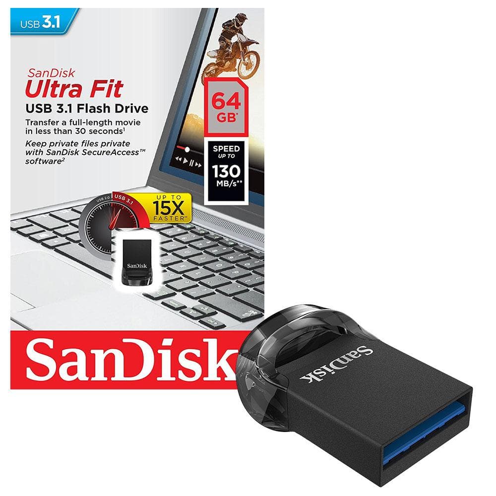 Memorie USB SanDisk Ultra Fit 64 GB, USB 3.1, Negru - 2