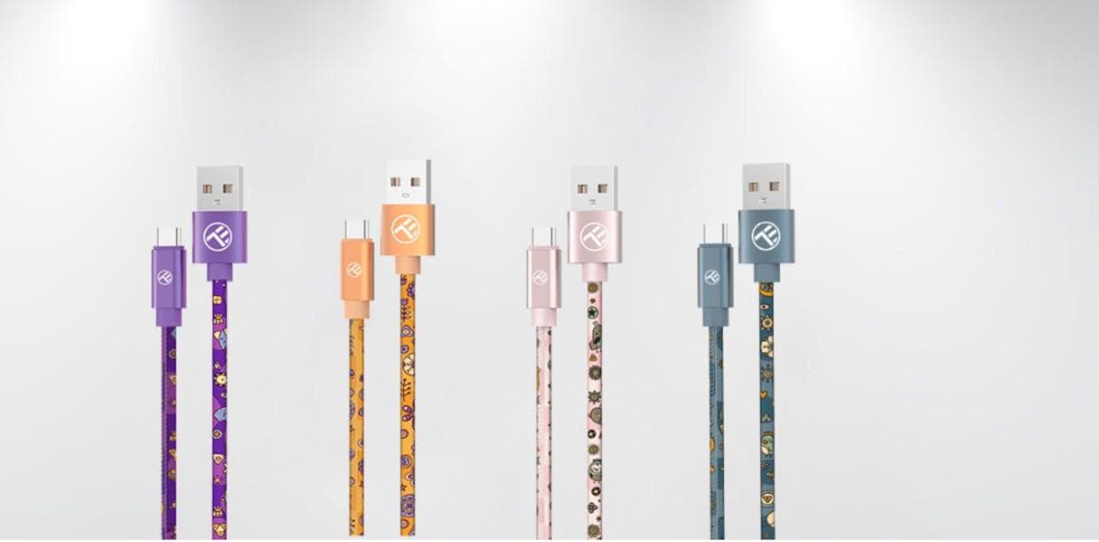 Tellur Graffiti USB to Type-C cable, 3A, 1m, purple - 2