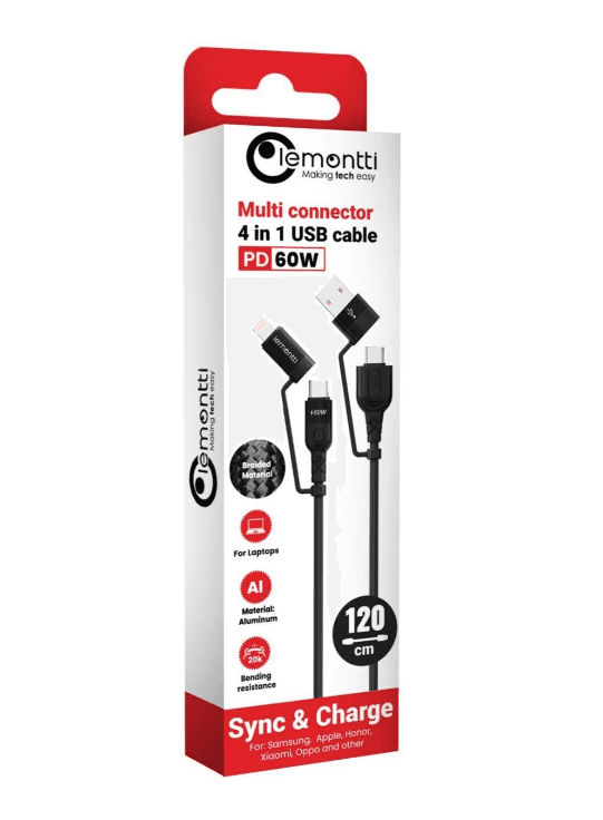 Cablu Audio Lemontti USB A&C-USB-C, material: Aliaj aluminiu, Nailon impletit, - 2