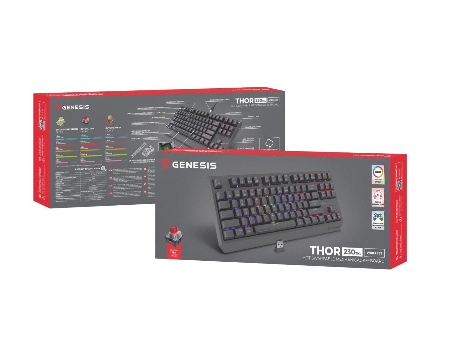 Tastatura gaming mecanica wireless Genesis Thor 230 TKL, iluminare RGB, - 7