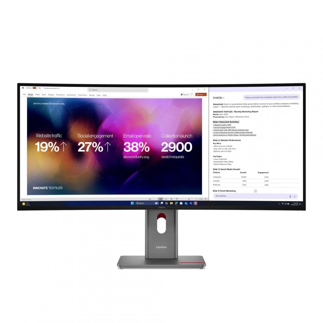 Monitor  LenovoThinkVision P40WD-40 Monitor; 39.7"IPS, WUHD (5120x2160), 21:9, Brightness: - 3