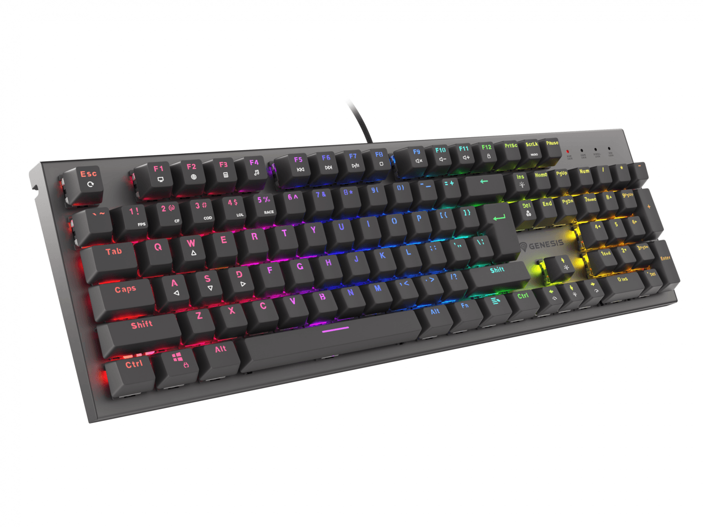 Tastatura gaming mecanica cu fir Genesis Thor 303, iluminare RGB,