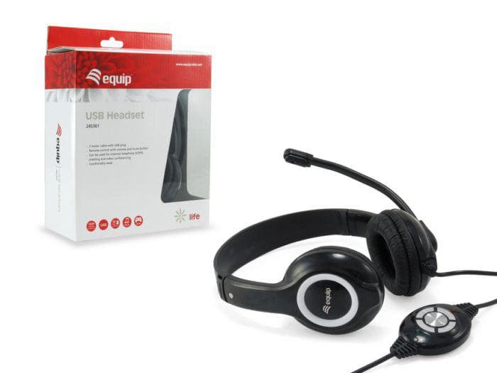 Casti Head-band EQUIP Stereo USB Headset, Wired, Negru
