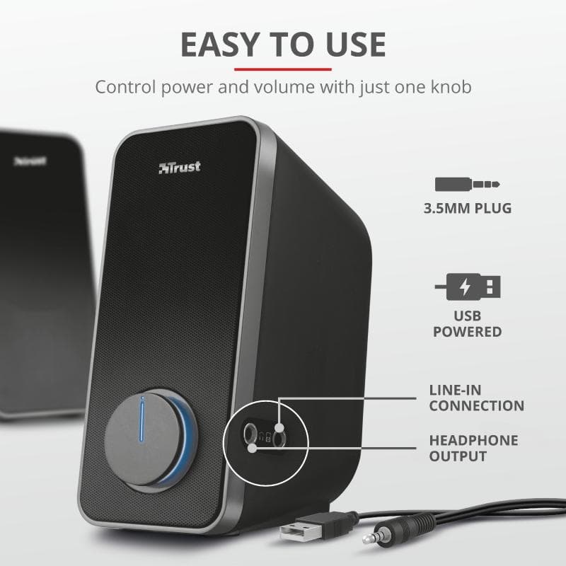 Boxe Stereo Trust Arys 2.0 Speaker Set, 28W, negru - 3