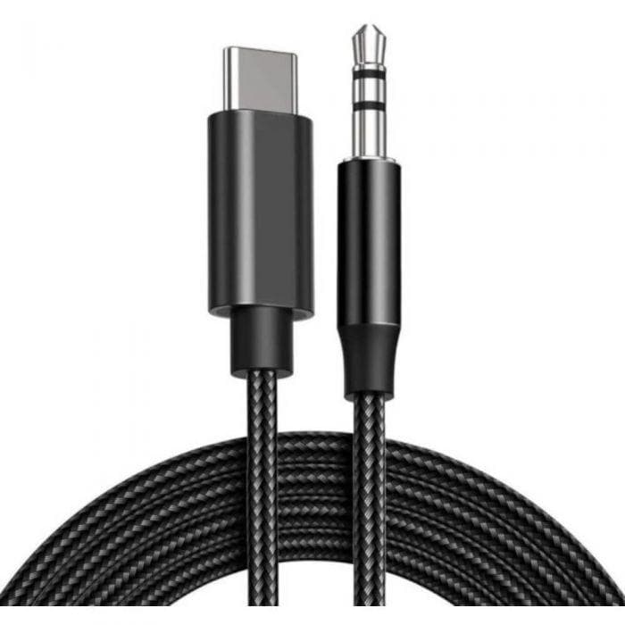 Cablu Audio Lemontti USB-C-Jack 3.5mm, carcasa de metal, cablu din
