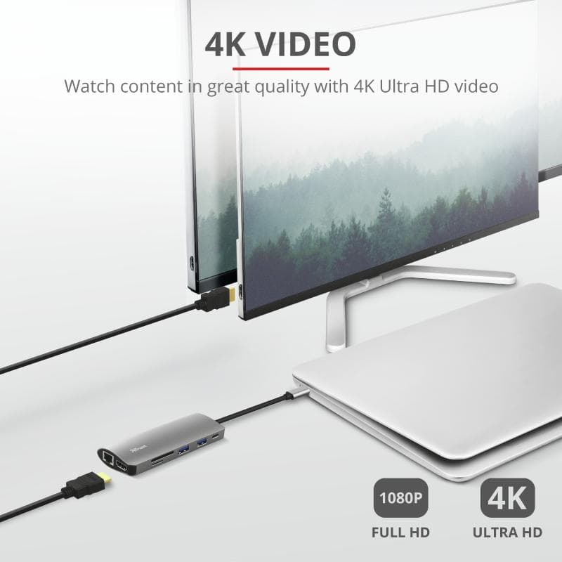 Hub USB Trust Dalyx, 7 porturi USB-C, negru - 6