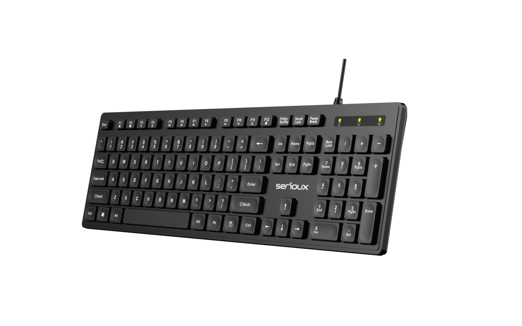Tastatura Serioux cu fir, interfata USB, 104 taste, material ABS, - 5