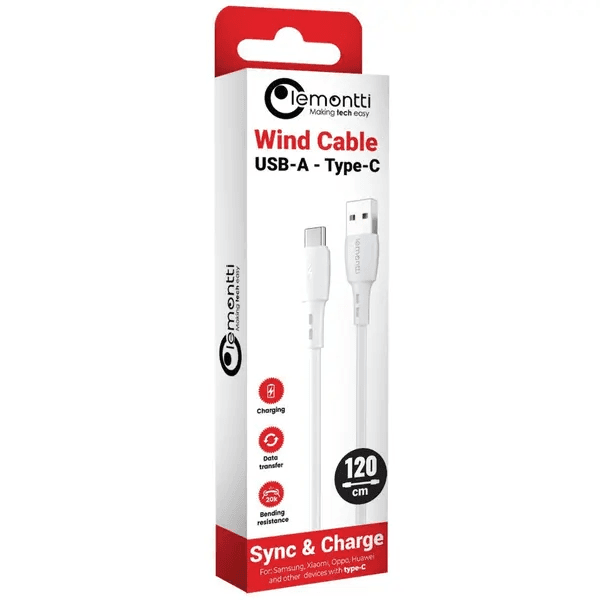Cablu Lemontti Wind Fast Charge USB-A la Type-C, lungime 1.2m, - 2