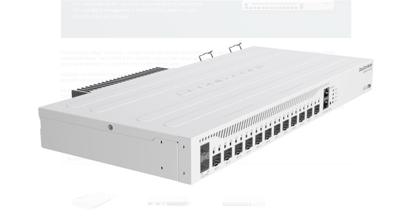 MikroTik Router de retea, CCR2004-1G-12S+2XS; Procesor: 1700 MHz, RAM: 4