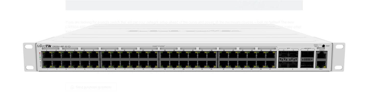 SWITCH MIKROTIK CRS354-48P-4S+2Q+RM, 48xLAN Gigabit, 4xSFP, 2x40G QSFP, POE 700W - 3